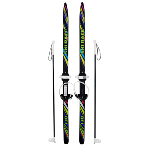 Лыжи SkiRace 130/100см со стеклопластиковыми палками и универсальным креплением &quot;Цикл&quot; на повседневную обувь