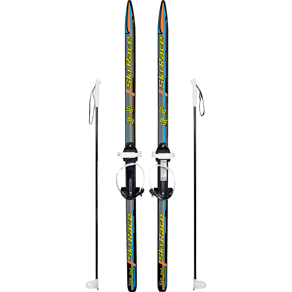 Лыжи SkiRace 140/105см с палками и универсальным креплением "Цикл" на повседневную обувь