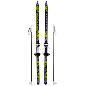 Лыжи SkiRace 150/110см с палками и универсальным креплением &quot;Цикл&quot; на повседневную обувь
