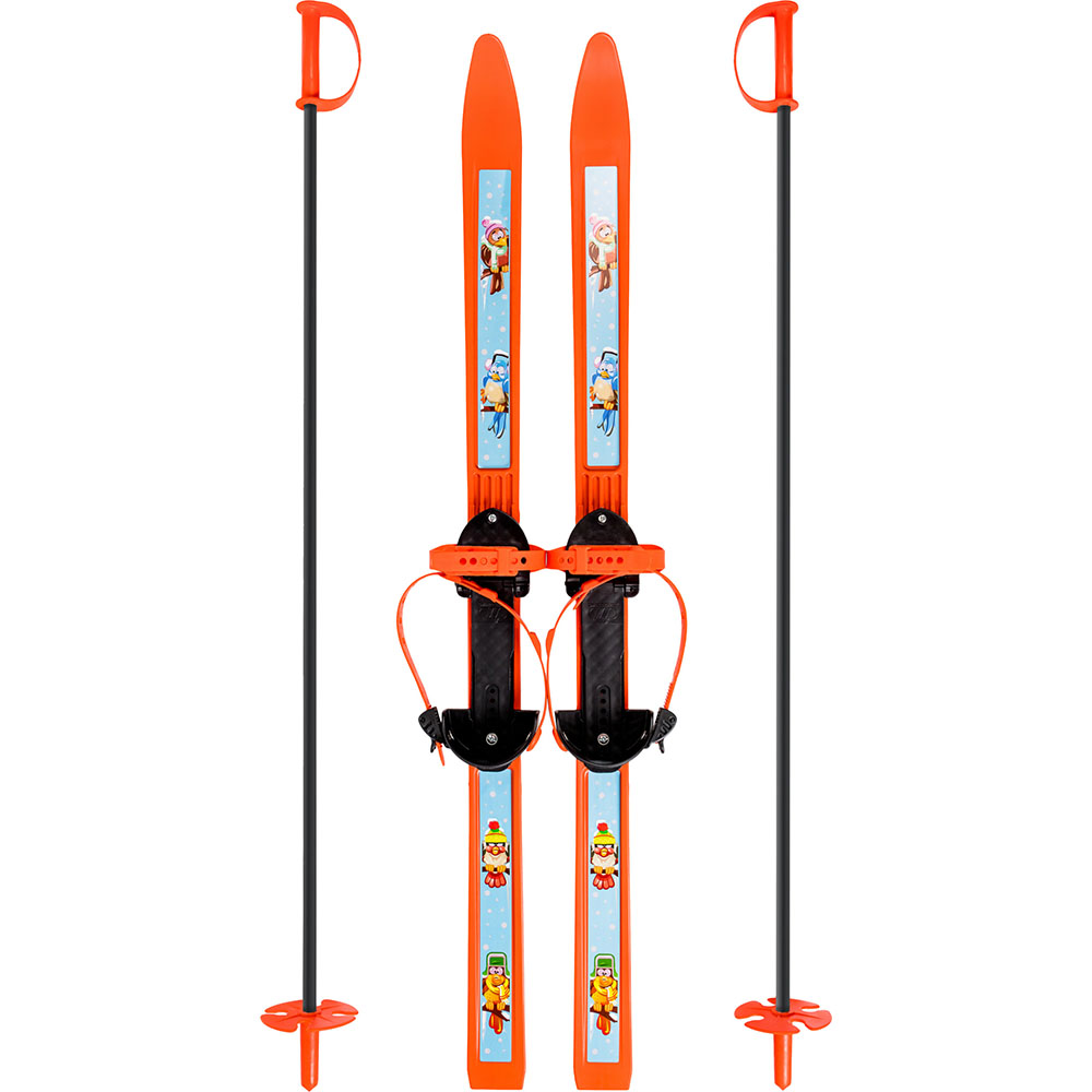 Лыжи детские «Вираж-спорт» (игрушка детская) 100/100 см с креплением «Цикл» с палками