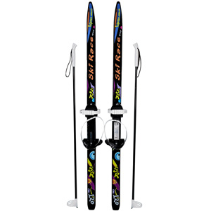 Лыжи SkiRace 120/95 см со стеклопластиковыми палками и универсальным креплением &quot;Цикл&quot; на повседневную обувь