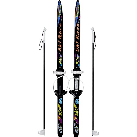 Лыжи SkiRace 120/95 см с палками и универсальным креплением &quot;Цикл&quot; на повседневную обувь