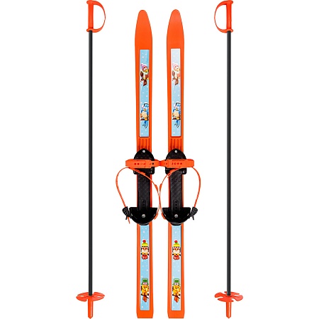 Лыжи детские «Вираж-спорт» (игрушка детская) 100/100 см с креплением «Цикл» с палками