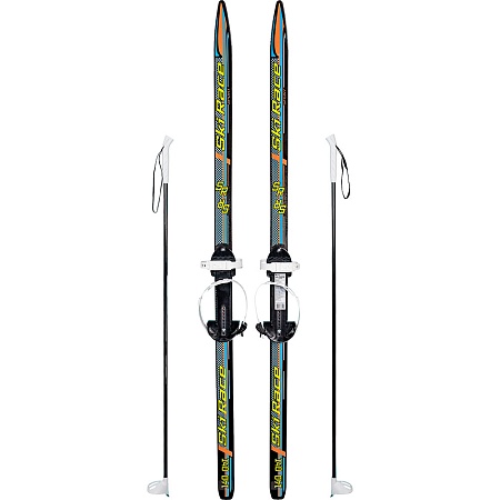 Лыжи SkiRace 140/105см с палками и универсальным креплением &quot;Цикл&quot; на повседневную обувь